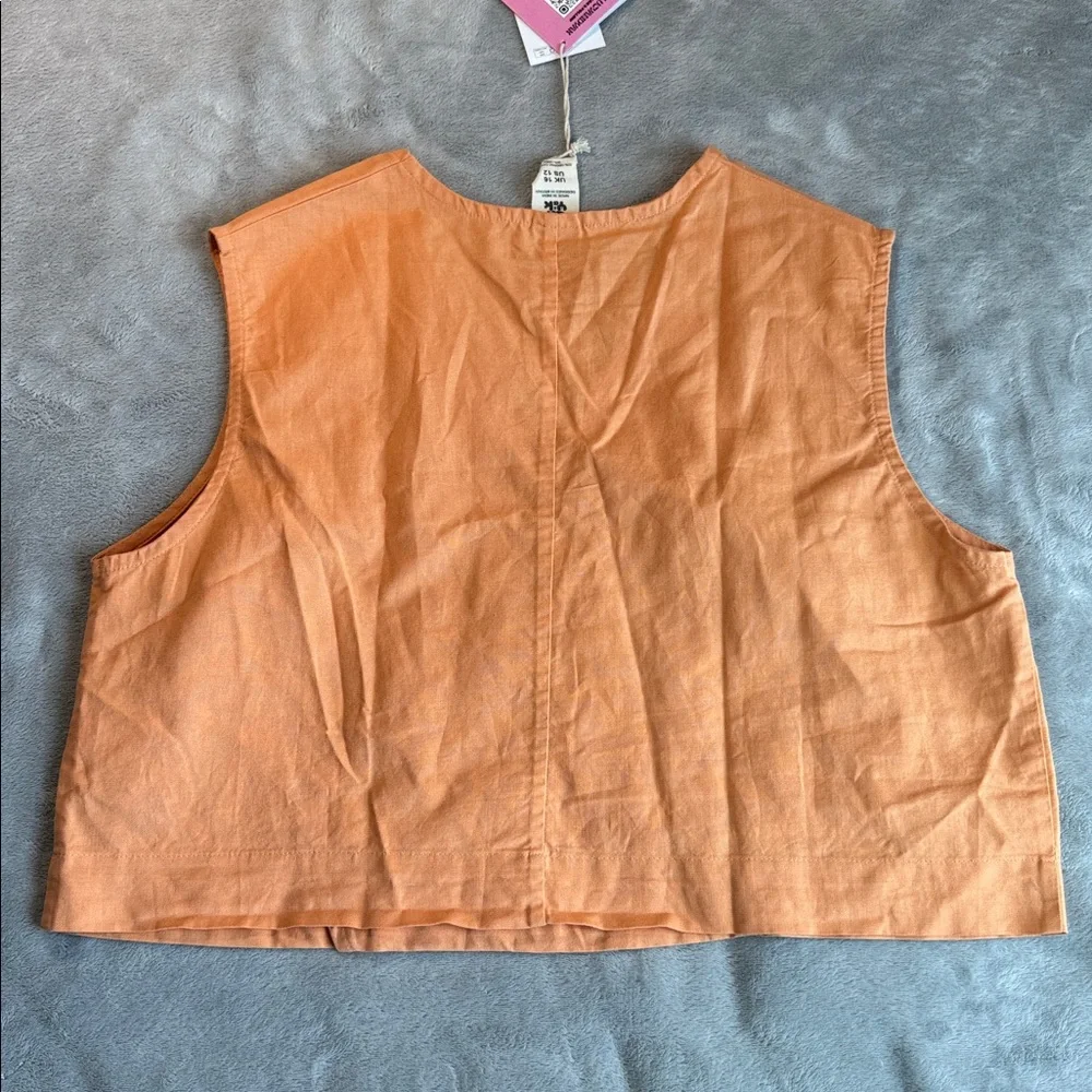 NWT Lucy & Yak Archie V-Neck Top Orange Size UK16 US12 - Picture 4 of 11